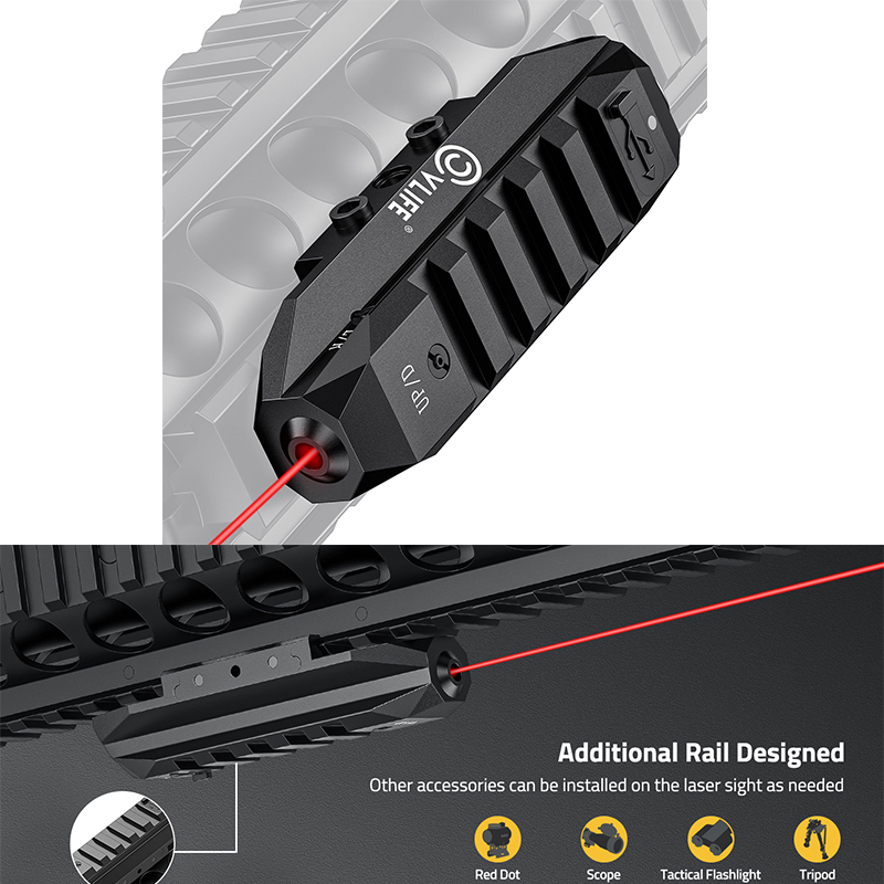 Industrial Laser Pointer - CVLIFE Low Profile Laser Sight สําหรับปืนไรเฟิลยุทธวิธีชาร์จสีแดง/สีเขียวเลเซอร์