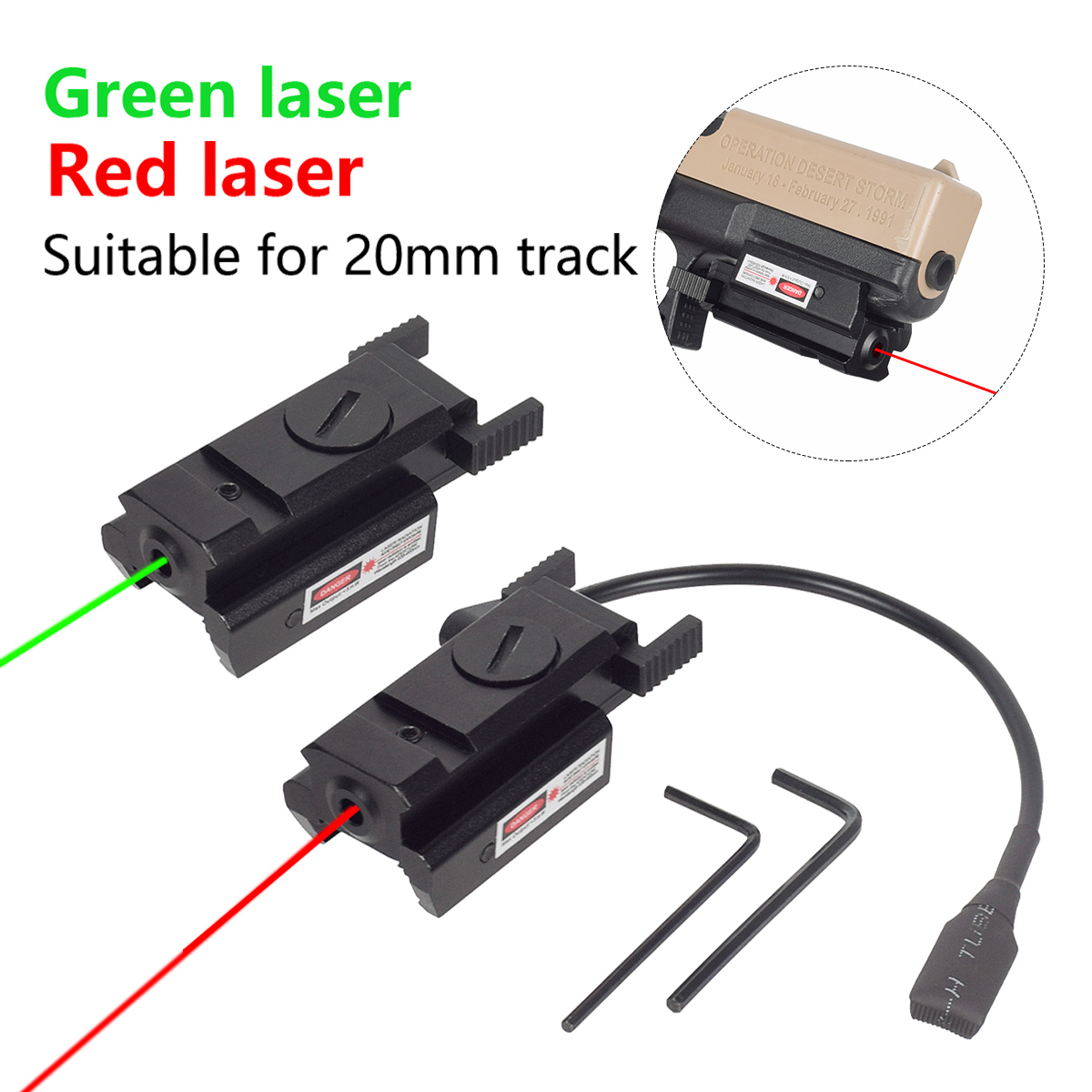 Industrial Laser Pointer - เลเซอร์ชี้เป้าแบบจุดสีเขียวและสีแดงขนาดเล็ก แข็งแรง ทนทาน สำหรับปืนอัดลม ใช้กับรางปิกาตินี่ขนาด 11