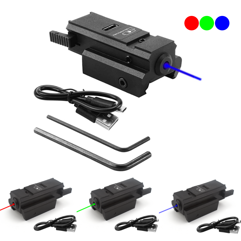 Industrial Laser Pointer - สายตาเลเซอร์จุดสีแดงสีน้ําเงินสีเขียวพร้อมการชาร์จ USB และเหมาะสําหรับสายตาเลเซอร์ Glock Pistol ติดรางขนาด